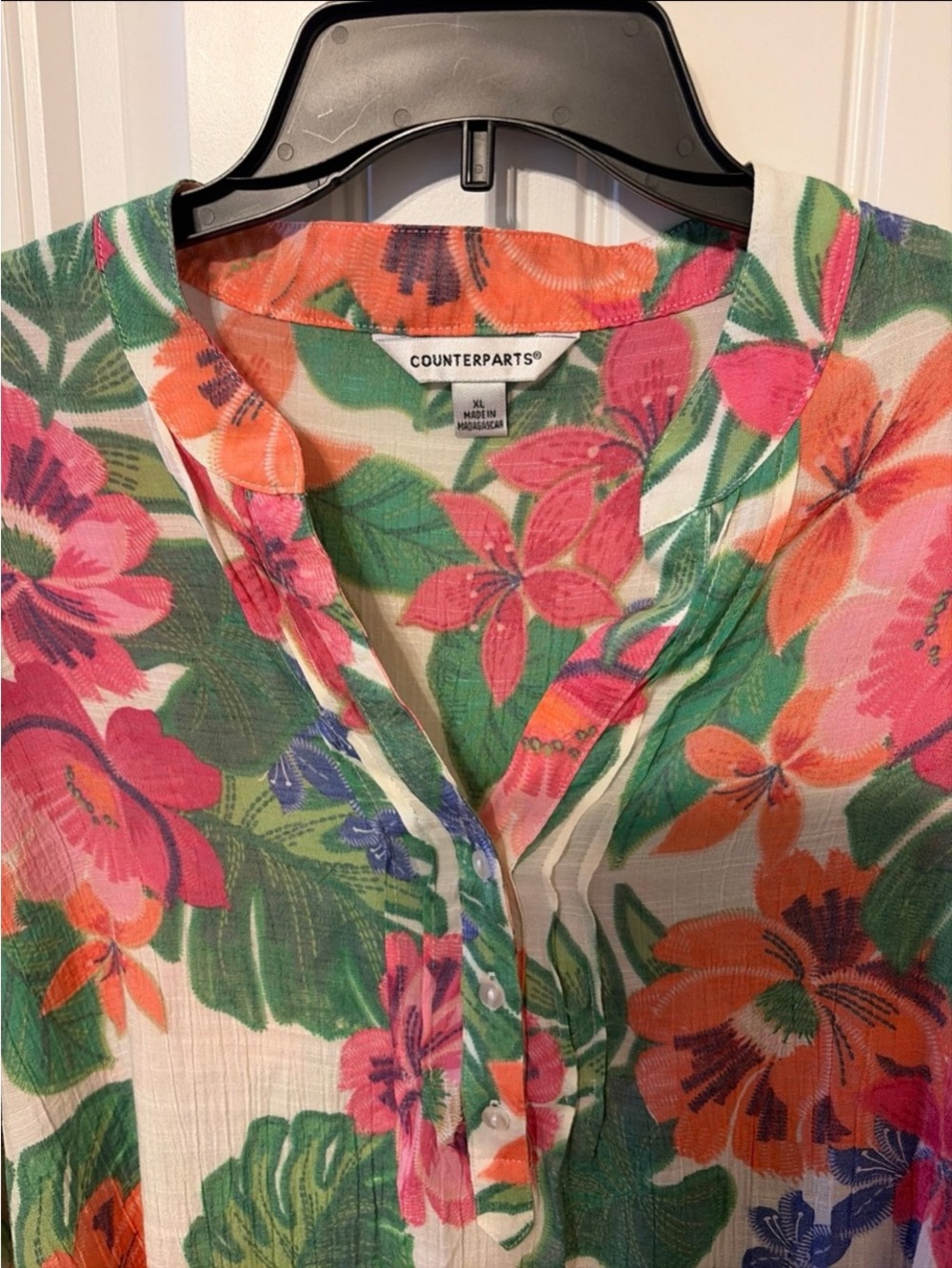 Counterparts Floral Tunic Top in Pink, Orange, Green